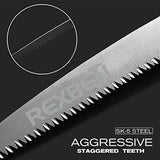 REXBETI Folding Saw, Heavy Duty 11 Inch Extra Long Blade Hand Saw for Wood Camping, Dry Wood Pruning Saw With Hard Teeth, Quality SK-5 Steel REXBETI