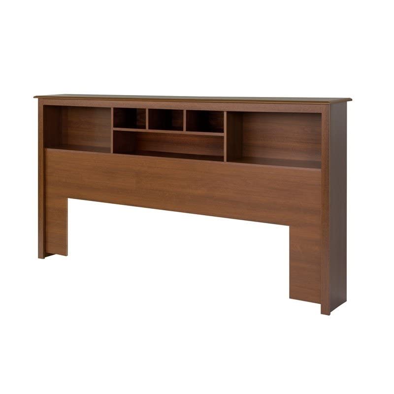 Bowery Hill Country Style King Size Wood Bookcase Bed Headboard and Cabinet Storage in Cherry - WoodArtSupply