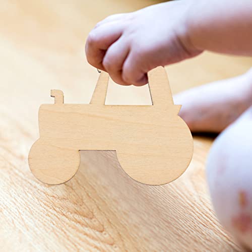 MAGICLULU Car Decor 20pcs Wood Car Unfinished Wood Cutouts unpainted Wooden Slices DIY Unfinished car Cutouts Cutouts Tractor Shaped Wall Hanging