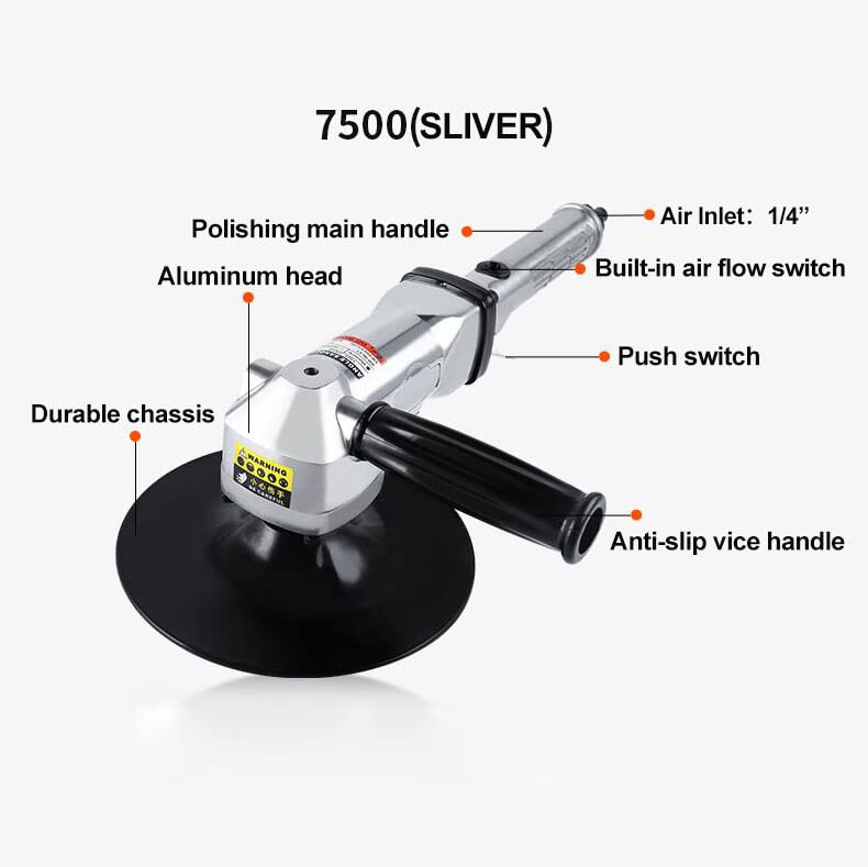 7-Inch Pneumatic Sander Heavy Duty Wet Air Sander/Polisher,Lightweight at 5.47 lbs,Adjustable Speed Up to 2500rpm Pneumatic Polisher Hand Sanding - WoodArtSupply