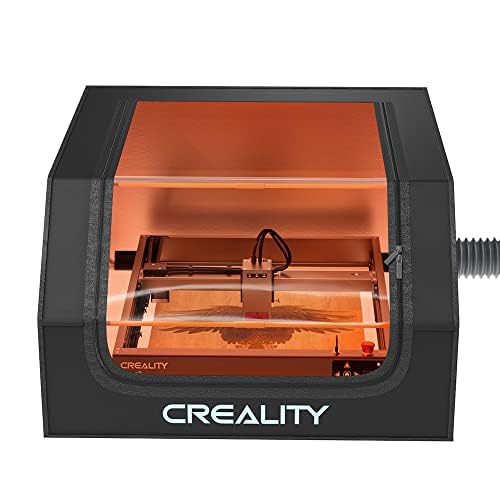 Creality Laser Engraver Enclosure, Fireproof and Dustproof Laser Cutter Protective Cover 27.5x28.3x15.7in with Fan and Pipe, Fits for Most Laser Creality