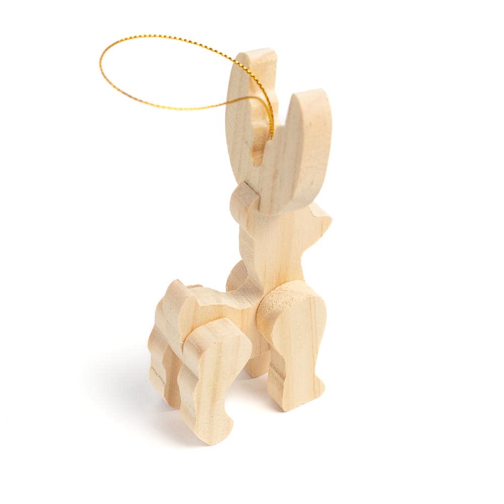 Unfinished Wood Reindeer Ornaments - Pack of 4 Wooden Deer for Holiday Decorations and Christmas Displays Ready for DIY Craft Projects from Factory Factory Direct Craft