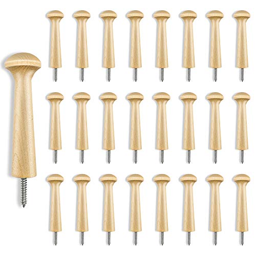 Sfcddtlg 24PCS Wooden Shaker Peg Wood Screw-3.7 Inch on Shaker Pegs Unfinished Wood Shaker Racks for Hanging Clothes Hats Towel Paint DIY(24PCS) - WoodArtSupply