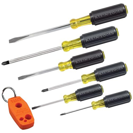Klein Tools 85146 Screwdriver Set with Magnetizer / Demagnetizer for Magnetic Tips 3 Slotted, 3 Phillips, Non-Slip Cushion Grip, 6-Piece Klein Tools