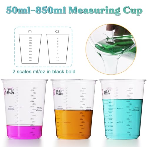 LET'S RESIN Resin Mixing Cups, 50pcs 32oz(1000ml) 2 Scales Accurate Paint Mixing Cup with Protective Gloves, Sturdy & Thick Disposable Measuring Cups LET'S RESIN