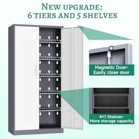 Letaya Metal Storage Cabinet with Lock Door, 71" Adjustable Shelf Steel Lockers for Office, Home,School,Garage Utility Tool Cabinet (2 Letaya