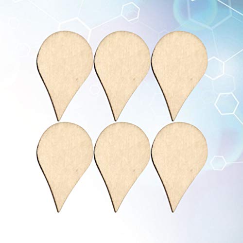 ARTIBETTER Wedding Decor 100 Pcs 30x18mm Wooden Slices Blank Unfinished Wood Teardrop Shaped Wooden Crafts Wood Cutout Ornament for DIY Art Craft ARTIBETTER