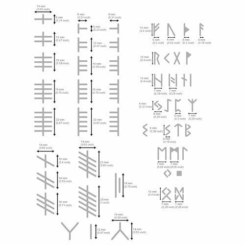 Aleks Melnyk No.421 Metal Stencil, Elder Futhark and Ogham Runes, Ancient Alphabet, Sigil Magic Alphabet Stencil 1 PC, Letter Template for Wood Aleks Melnyk