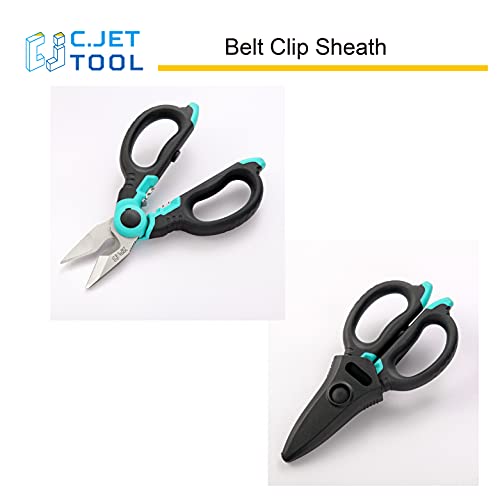 C.JET TOOL 6" Stainless Electrician Scissors Heavy Duty Professional for Aluminium Copper Soft Cable (Turquoise) C.JET TOOL