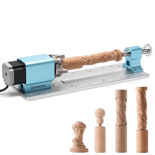 Genmitsu Rotary Module Kit for Prover XL 4030 V1/Prover XL 6050 Plus CNC Router Machine with NEMA23 Planetary Geared Stepper Motor, 4 Jaw Chuck, 10:1 Genmitsu