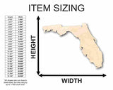 Unfinished Wood Florida Shape - State - Craft - up to 24" DIY 14" / 1/4" 24 Hour Crafts