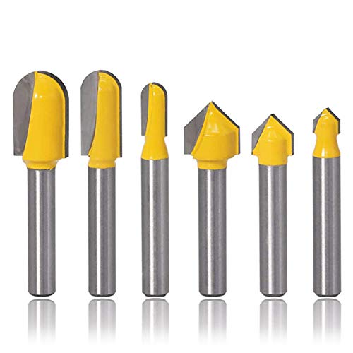 Mesee 6Pcs Carbide 90 Degree V Groove Router Bit Set Core Cove Box Round Nose V Grooving Router Bits V-Groove Router Bit Woodworking Cutter Tool for - WoodArtSupply