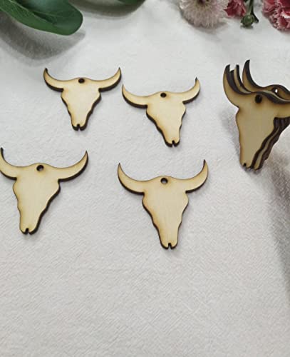 30pcs of Wood Cow Earring Blanks, DIY Earrings Blanks, Wood Cow Tag Blanks DIY Craft Blanks (2'') - WoodArtSupply