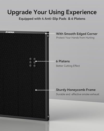 ATOMSTACK F4 Honeycomb Laser Bed 15"X12" for Laser Engraver Honeycomb Working Table with Metal Tray, 6 Platens & 4 Pads Compatible with Most ATOMSTACK