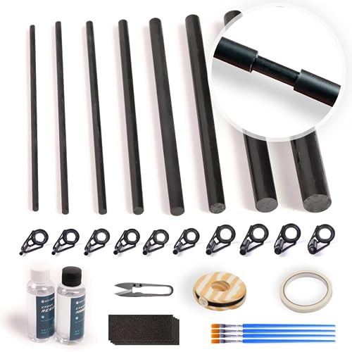 OJYDOIIIY Fishing Rod Repair Kit Complete,All-in-one Supplies with Glue for Broken Fishing Pole and Tip Repair with Carbon Fiber Sticks, Rod Tips, Rod