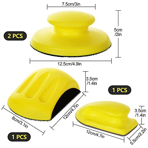 MIVIDE 4 PCS 5 inch Hook and Loop Hand Sanding Block, Round Mouse-Shaped Nano Gray Bottom for 5 Inch Hook and Loop Discs Ideal for Woodworking, MIVIDE