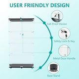 Dolonm Glass Display Cabinet 4 Shelves with 2 Doors, 5mm Tempered Glass Curio Cabinet, Floor Standing Curio Bookshelf, Glass Display Case for Living Dolonm