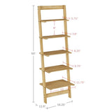 5-Tier Ladder Shelf - Wooden Narrow Leaning Bookshelf for Bedroom, Living Room, Bathroom, Kitchen, or Office Shelving - Furniture by Lavish Home Lavish Home