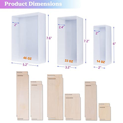 LET'S RESIN Rectangle Silicone Resin Molds, 3pcs Large Resin Molds w/Wooden Support, Deep Epoxy Resin Molds for Flowers Preservation, Insect