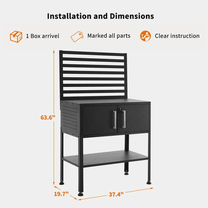 MCombo Metal Workbench for Garage, Adjustable Worktable with Storage Cabinet for Home Office, Basements, Workstation for Home Improvement Bench-81 - WoodArtSupply