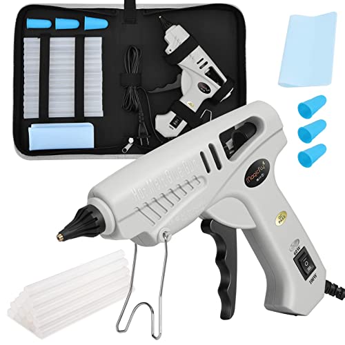 Magicfly 60/100W Hot Glue Gun Full Size with 15 Pcs Hot Glue Sticks (0.43 X 5.9 inch) and Carry Case, Dual Power High Temp Melt Glue Gun Kit with - WoodArtSupply