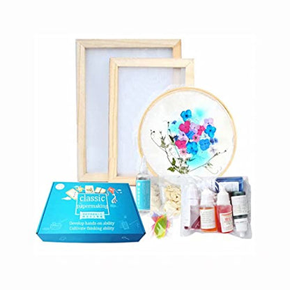 Complete Handmold Papermaking Kit Handmade Paper Art Crafts Set for Children with Screen Frame Great Gifts for Girls Boys Makes 5.8 x 8.2 inch Paper