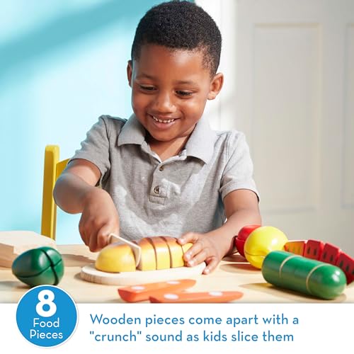Melissa & Doug Cutting Food - Play Set With 25+ Hand-Painted Wooden Pieces, Knife, and Cutting Board - Pretend Play Kitchen Fruit Toys For Toddlers Melissa & Doug