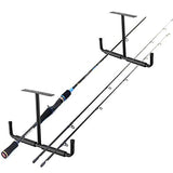 Ihomepark Overhead Garage Storage Hooks, Heavy Duty Ceiling Mounted Garage Utility Hanging Rack for Lumber Bike Tools, Black Ihomepark