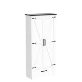 JXQTLINGMU 72" Tall Farmhouse Kitchen Pantry with Adjustable Shelves, Large Wood Storage Cabinet with Drawer & 2 Barn Doors, Versatile Storage for JXQTLINGMU