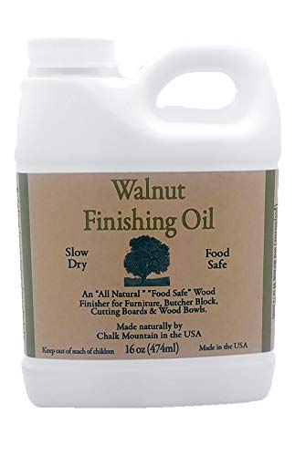 Chalk Mountain Brushes 16oz Walnut Oil Food Safe Finisher. Great for Wooden Utensils & Bowls. Preserve and Beautifies Unfinished Wood. 1 Pack Chalk Mountain Brushes