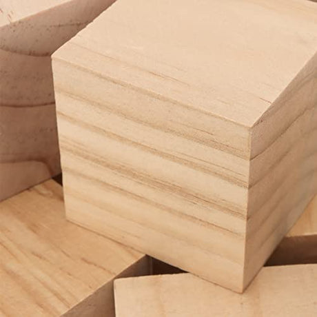 HOZEON 45 PCS 2 Inch Wooden Cubes, Natural Unfinished Wood Blocks, Blank Wood Square Blocks for Painting, Puzzle Making, Decorating, Crafts and DIY HOZEON