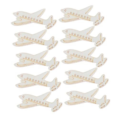 Gogogmee 60 Pcs Wooden Slices Crafts Wood Cutout Shapes Wooden Hanging Decoration Model Plane Crafts for Kids Ornament for Kids Developmental Toys Gogogmee