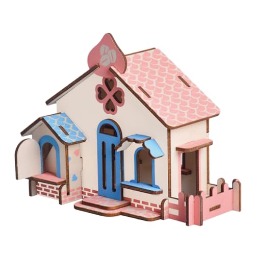 ibasenice D Puzzle 6 Pcs DIY Cabin Wooden Assembling House DIY Wooden Ornament Wooden House Toy DIY Wood Toy Child Puzzle Bamboo Model Office ibasenice