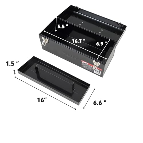 Pro-Lift Steel Tool Box – 17-inch Metal Toolbox Portable with Handle – Heavy Duty Metal Latch Closure and Removable Storage Tray Carry Tools Box Pro-LifT