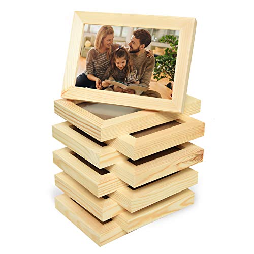 Vumdua 10 Pack Wood Picture Frames for Crafts, Unfinished Wood Photo Frames, Craft Frames Set for Arts Crafts, DIY Painting Projects - for Adults and
