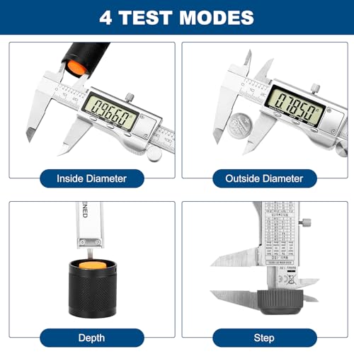 QDXMD Digital Caliper Measuring Tool, 6 Inch Stainless Steel Vernier Caliper Digital Micrometer with Large LCD Screen, Auto-Off Feature, Easy Switch - WoodArtSupply