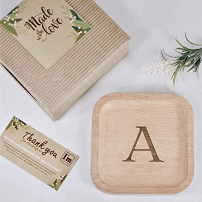 I'm Solid Wood Personalized Initial Letter Jewelry Display Tray Decorative Trinket Dish Gifts For Rings Earrings Necklaces Bracelet Watch Holder - WoodArtSupply