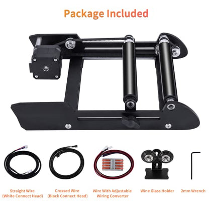 Laser Rotary Roller, Laser Engraver Y-axis Rotary Roller for Cylindrical Objects of Different Sizes and Longer Objects, Compatible with Most CNC - WoodArtSupply