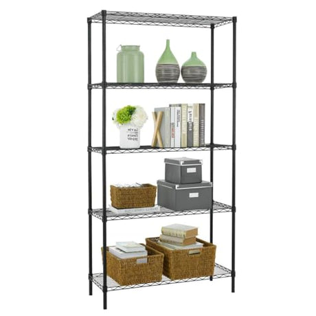 PayLessHere Wire Shelving Unit Heavy Duty Storage Rack Metal Shelf Garage Organizer Wire Rack with Casters (Black, 36" D x 14" W x 72" H) PayLessHere