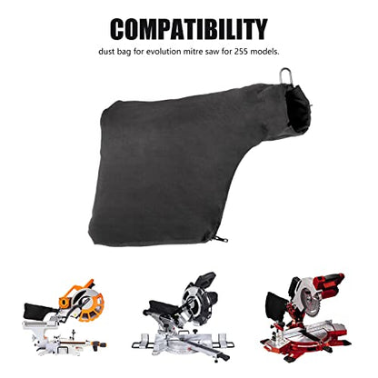 Dust Bag for Miter Saw 255 Model, Black Dust Collector Bags with Zipper Adjustable Bracket