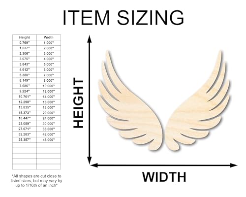 Unfinished Wood Angel Wings Shape - Craft - up to 36" 10" / 1/8" 24 Hour Crafts