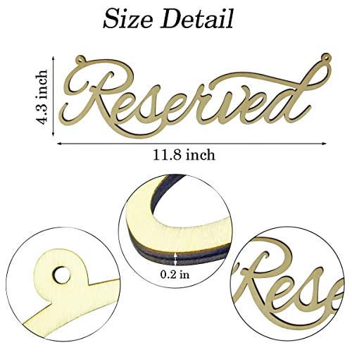 Hanging Wooden Reserved Table Sign Rustic Unfinished Reserved Signs for Wedding with Jute Hanging Rope Laser Cut Sign for Important Events Supplies(8 JEKEJIAJIU