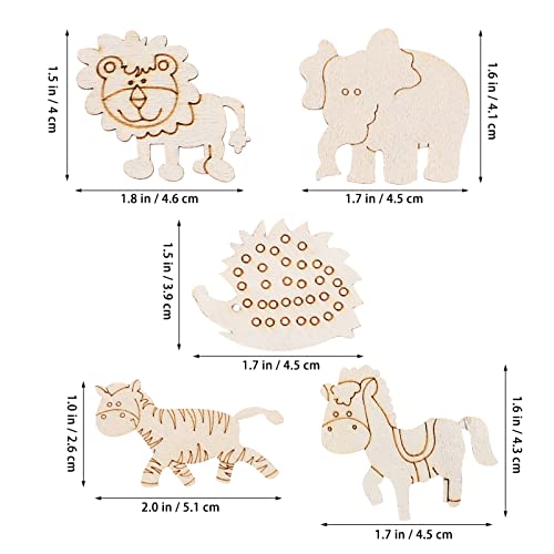 Wooden Craft Shapes 100pcs Wooden Animal Cutouts Unfinished Animal Pieces Mini Wood Animal Embellishments DIY Craft Wild Forest Animal Slices Wood ABOOFAN
