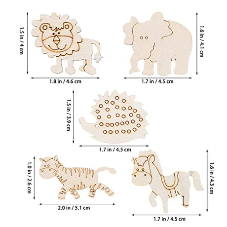 Wooden Craft Shapes 100pcs Wooden Animal Cutouts Unfinished Animal Pieces Mini Wood Animal Embellishments DIY Craft Wild Forest Animal Slices Wood ABOOFAN