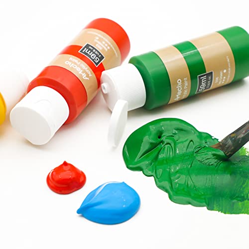 Artecho Acrylic Paint Set 48 Colors 2oz/59ml, Art Craft Paint for Art Supplies, Paint for Canvas, Rocks, Wood, Fabric and Ceramic, Non Toxic Paint Artecho
