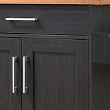 Hodedah Kitchen Island with Spice Rack, Towel Rack & Drawer, Black with Beech Top Hodedah