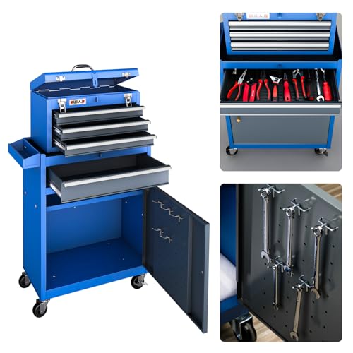 AIRAJ Tool Box Tool Chest,Rolling Tool Box with Wheels & 4 Drawers, Tool Chest Storage Organizer with Portable Toolbox,2-in-1 Tool Cabinet Combo by - WoodArtSupply