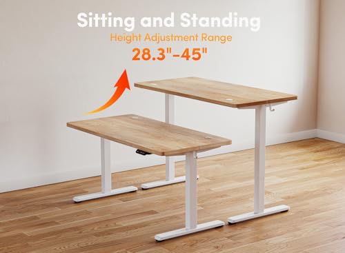 BANTI 48'' Standing Desk, Electric Stand up Height Adjustable Home Office Table, Sit Stand Desk with Splice Board, Maple