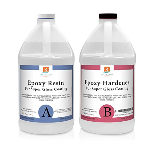 EPOXY Resin Crystal Clear 1 Gallon Kit | 1:1 Resin and Hardener for Super Gloss Coating | for Bars, Outdoor Table Top, Countertop, Art | Safe for Use East Coast Resin