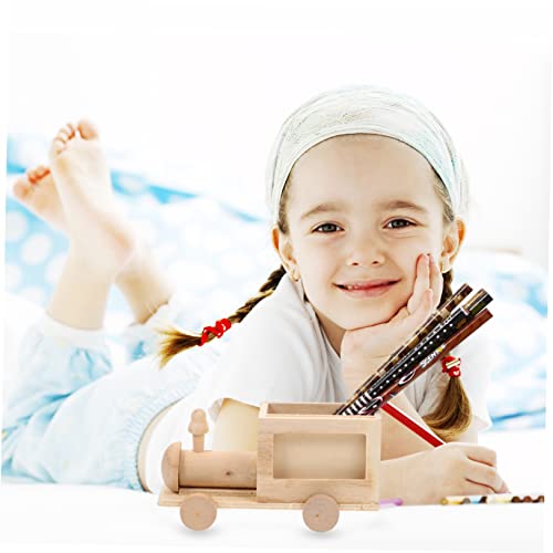 MAGICLULU 2pcs Diy Train Pen Holder Small Unfinished Wood Basket Cute Pen Pot Statues Diy Wood Ornaments Kids Painting Wood Kit Wood Decor Kids MAGICLULU